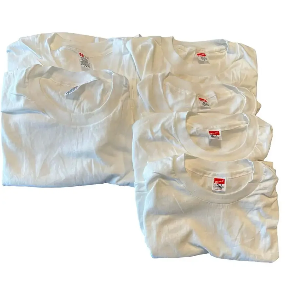 90s Hanes Beefy-T White T-Shirt Lot of 6 XL NEW W/out Tags Single Stitch